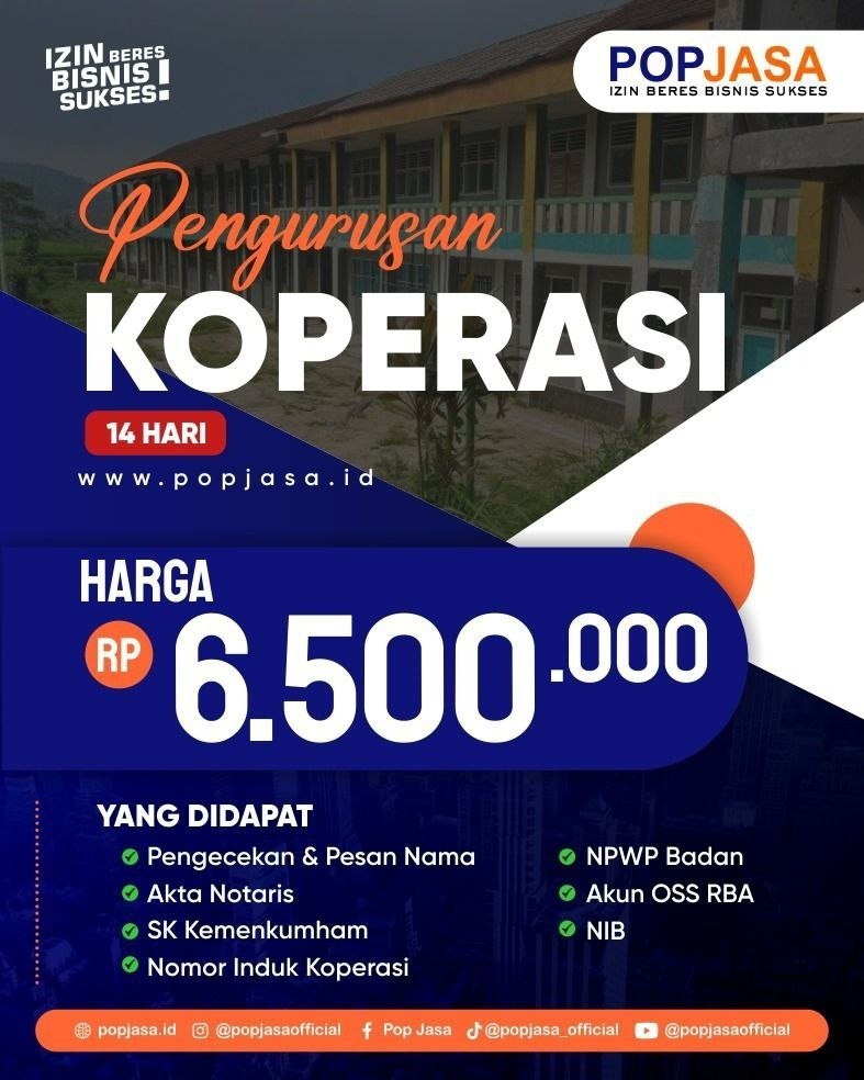 syarat pendirian koperasi cepat dan mudah di Lamongan, layanan legalitas koperasi Lamongan profesional, jasa pembuatan koperasi resmi di Lamongan, proses pendirian koperasi melalui OSS RBA di Lamongan, rapat pembentukan koperasi di Lamongan, akta pendirian koperasi dari notaris Lamongan, pengesahan koperasi online Lamongan, biaya pendirian koperasi di Lamongan, koperasi simpan pinjam di Lamongan, koperasi produksi UMKM Lamongan, koperasi konsumsi resmi Lamongan, jumlah minimal anggota koperasi di Lamongan, dokumen pendirian koperasi yang wajib disiapkan, AD ART koperasi Lamongan lengkap, pendaftaran koperasi OSS RBA di Lamongan, SK pengesahan koperasi dari Kementerian Koperasi, layanan konsultasi pendirian koperasi di Lamongan, keuntungan memiliki koperasi resmi di Lamongan, regulasi koperasi terbaru di Lamongan, POPJASA jasa legalitas koperasi di Lamongan