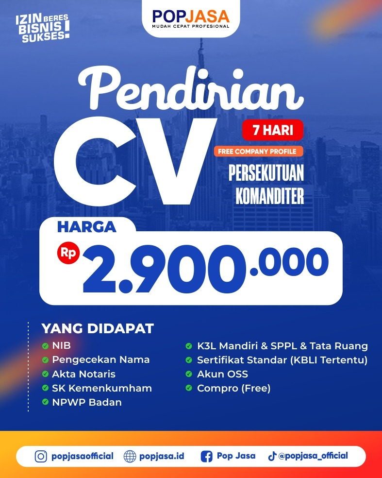 Jasa Pendirian CV - POPJASA : 081326497675